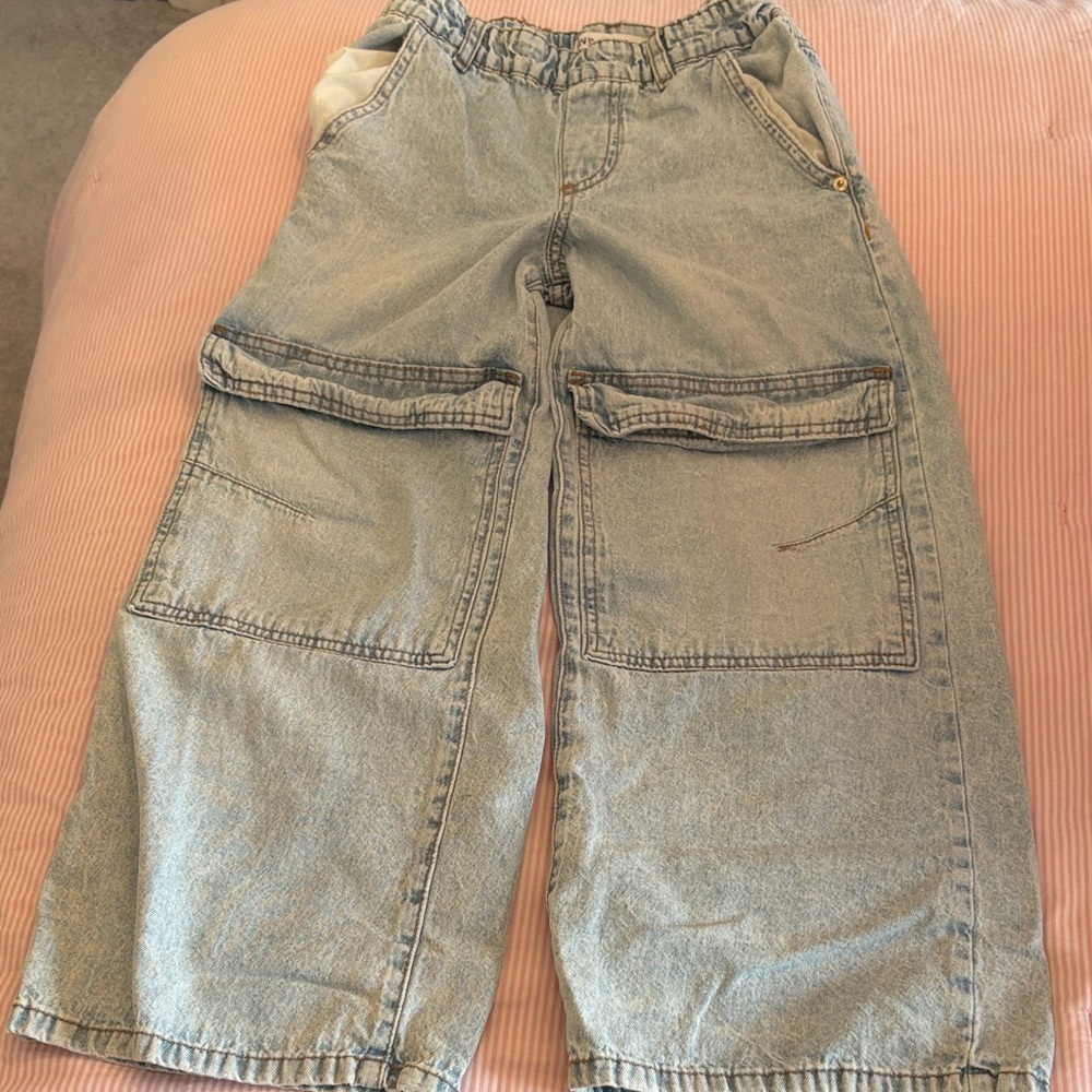 Zara Light Blue Denim Cargo Pants for Kids